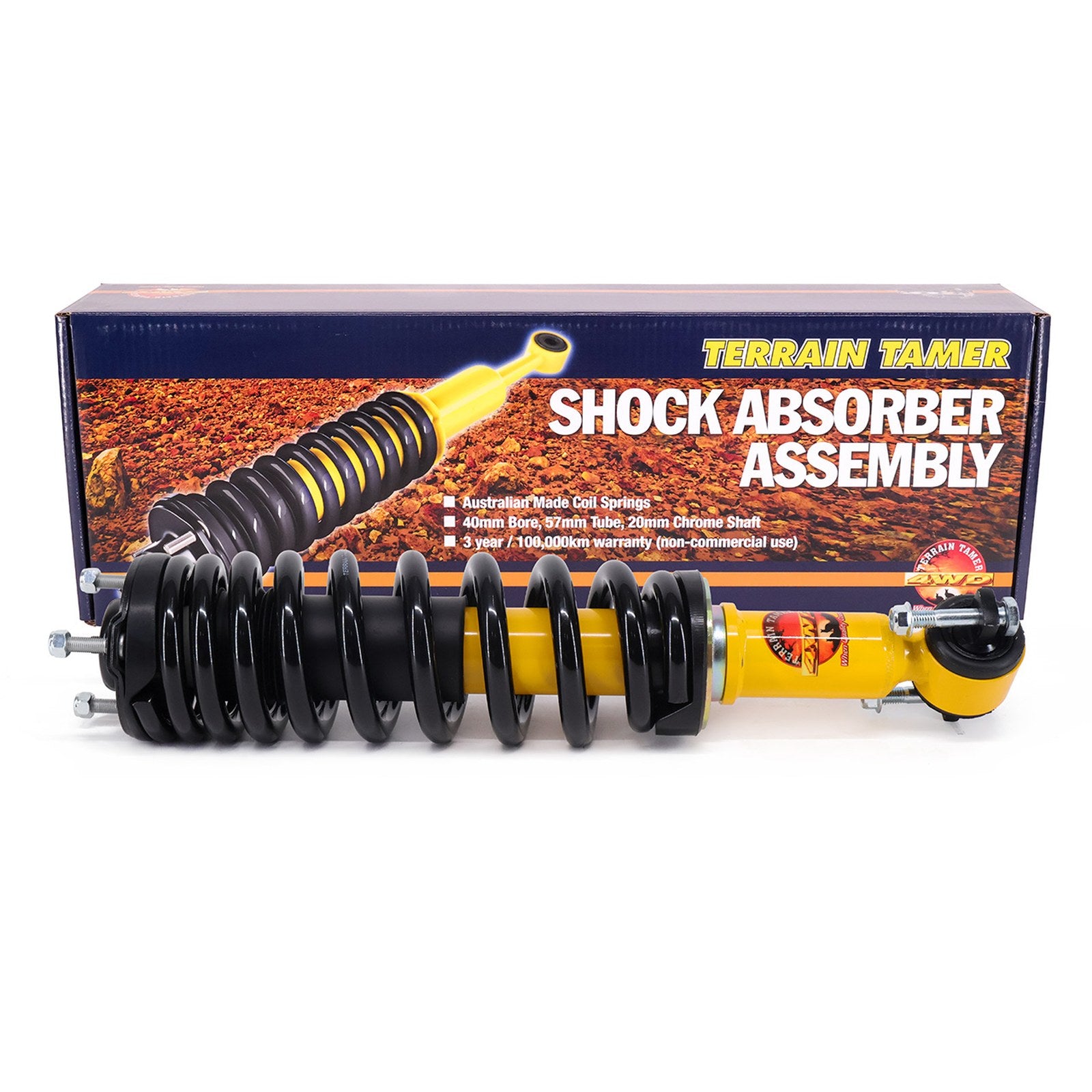Coil over shock assy pair raised 30mm to 50kg 4 cylinder Terrain Tamer Ford Ranger