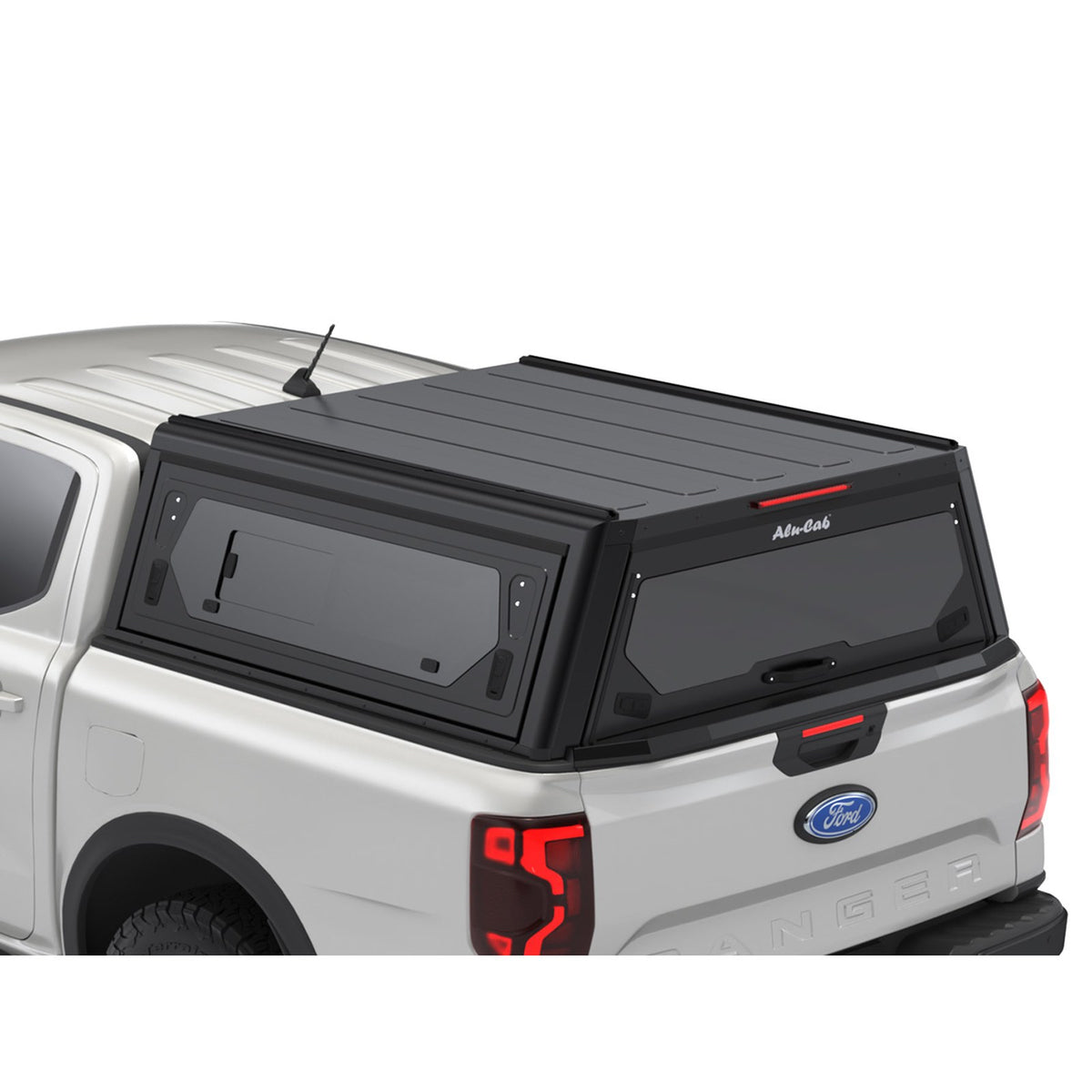 Hardtop Contour noir lisse avec fenêtres latérales Double cabine Alu-Cab – Ford Ranger T9 (2023+) – vue 3