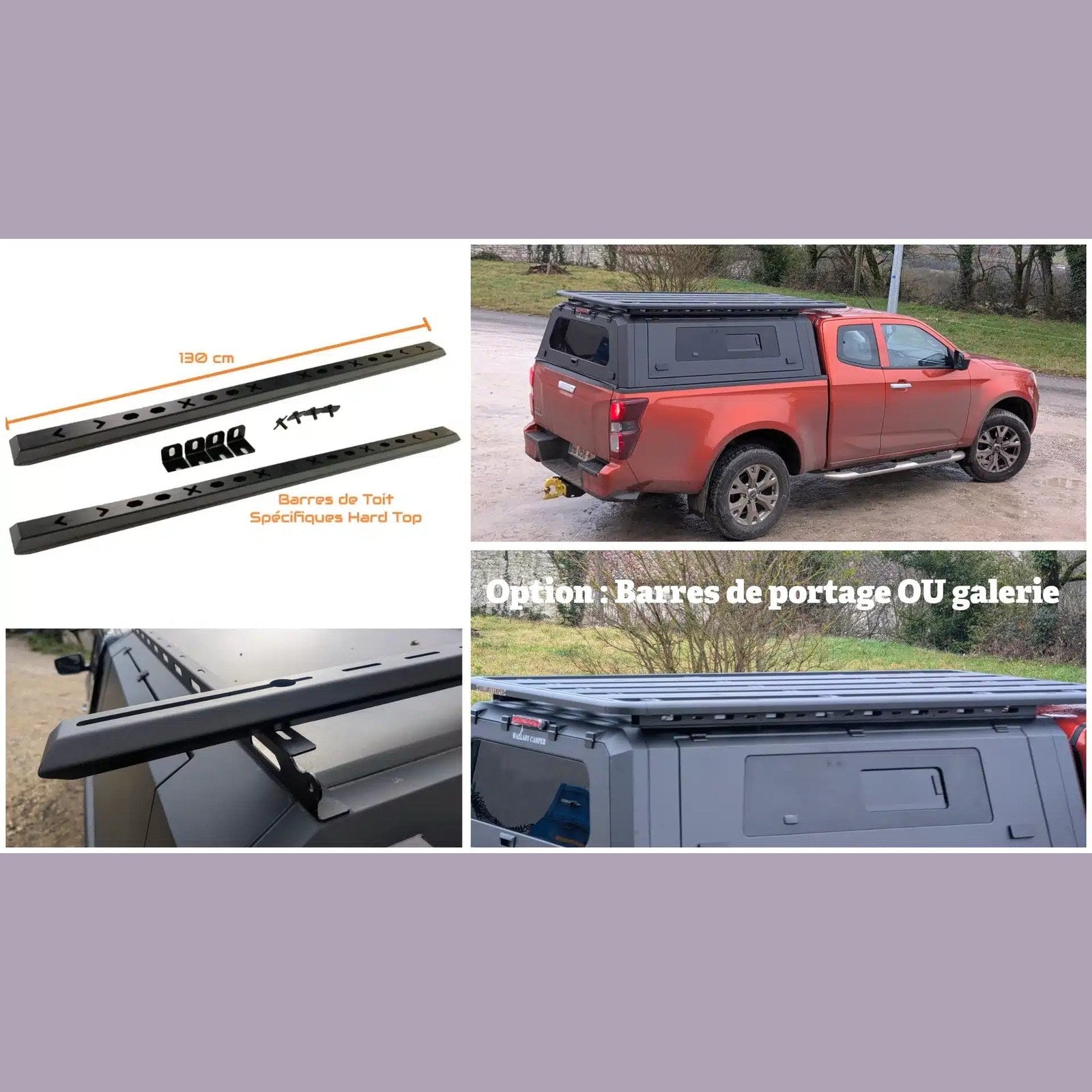 Kit 2 barres de portage pour hardtop Pickup-FRA – tente de toit – vue 5