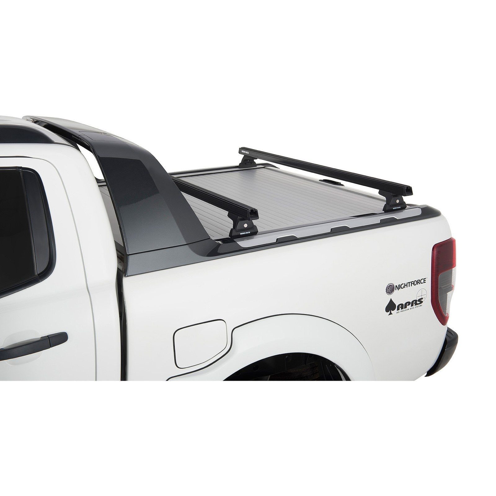 Kit 2 barres de toit Heavy Duty noires 1500mm + pieds RLT600 Rhino-Rack – Ford Ranger & Raptor – vue 1
