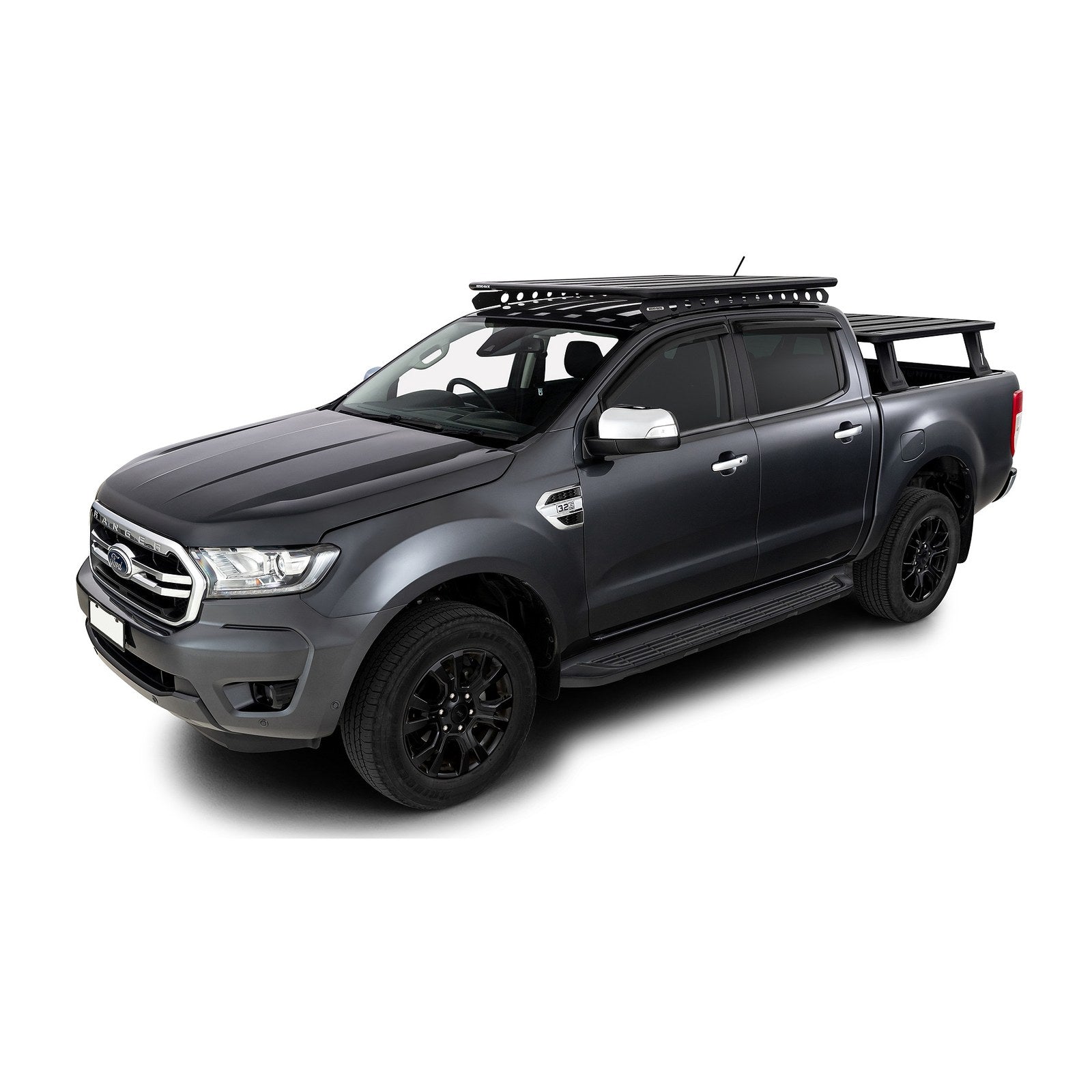 Kit galerie Pioneer 6 Rhino-Rack 1500x1240mm + Backbone – Ford Ranger & Raptor – vue 2