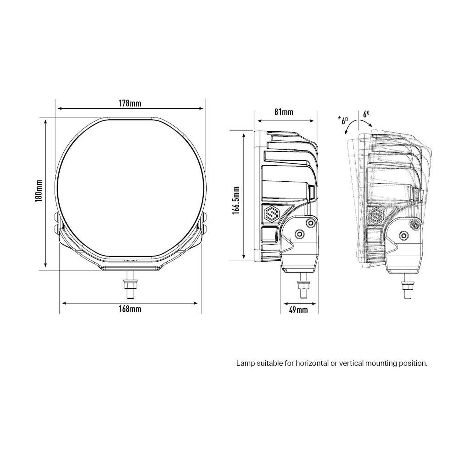 Phare LED LAZER Sentinel 7" noir feux route combo 5208 Lm – Ford Ranger – vue 3