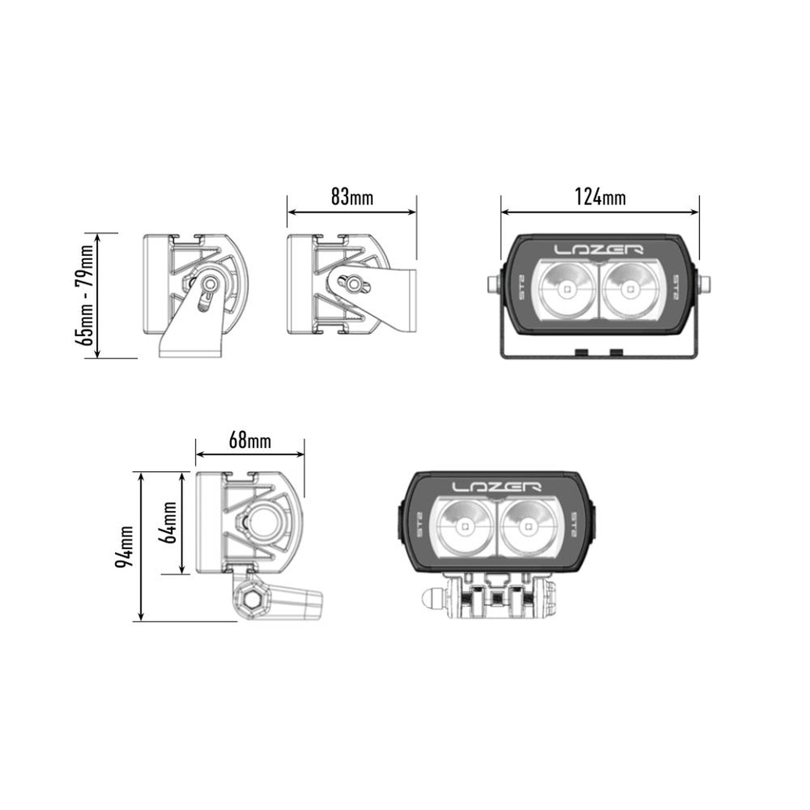 Phare LED Lazer ST-2 Evolution noir 2068 Lm – Ford Ranger off-road – vue 3