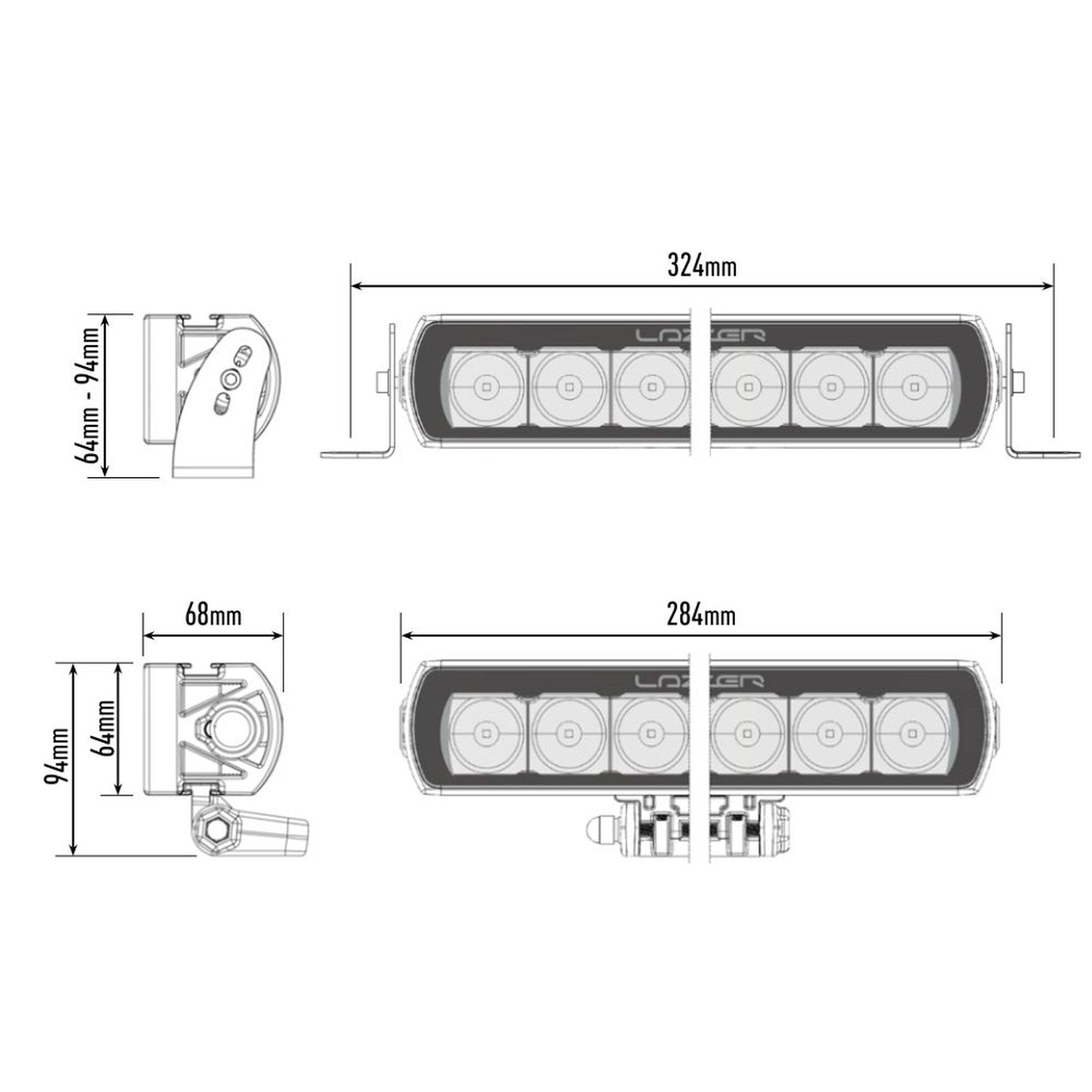 Phare LED Lazer ST-6 Evolution noir 6204 Lm – Ford Ranger off-road – vue 3