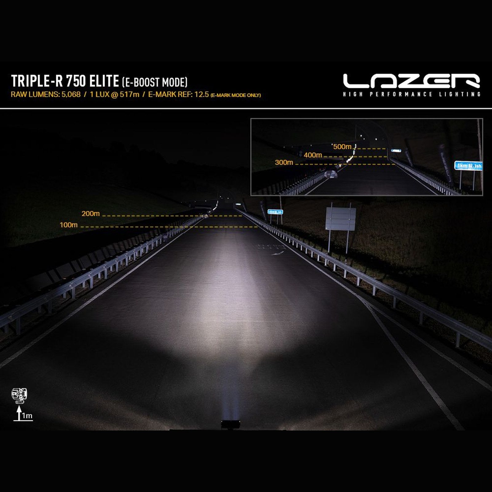 Phare LED LAZER Triple-R 4 Gen2 Elite noir 5068 Lm – Ford Ranger 4x4 – vue 4