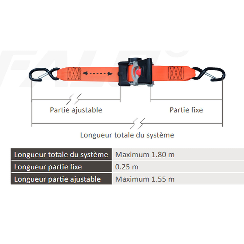 Sangle d'arrimage auto-rétractable 50 mm x 1,8 m LC 750 kg – Ford Ranger – vue 2