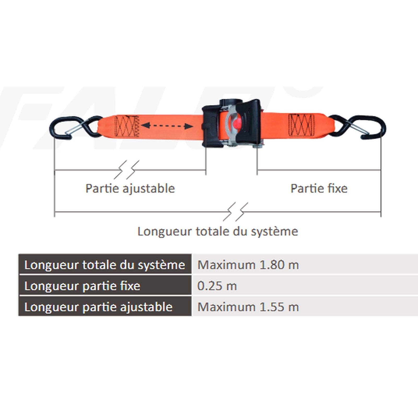 Sangle d'arrimage auto-rétractable 50 mm x 1,8 m LC 750 kg – Ford Ranger – vue 2