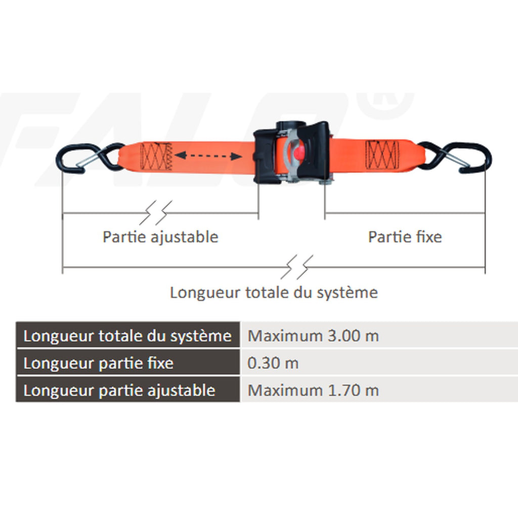 Sangle d'arrimage auto-rétractable 50 mm x 3 m LC 750 kg – Ford Ranger – vue 2