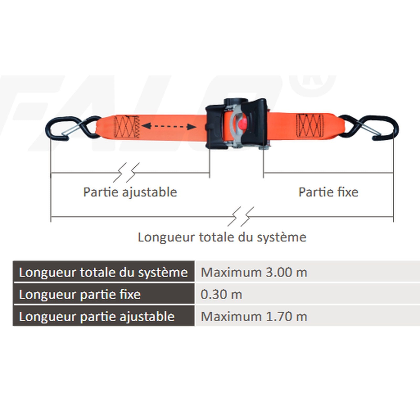 Sangle d'arrimage auto-rétractable 50 mm x 3 m LC 750 kg – Ford Ranger – vue 2