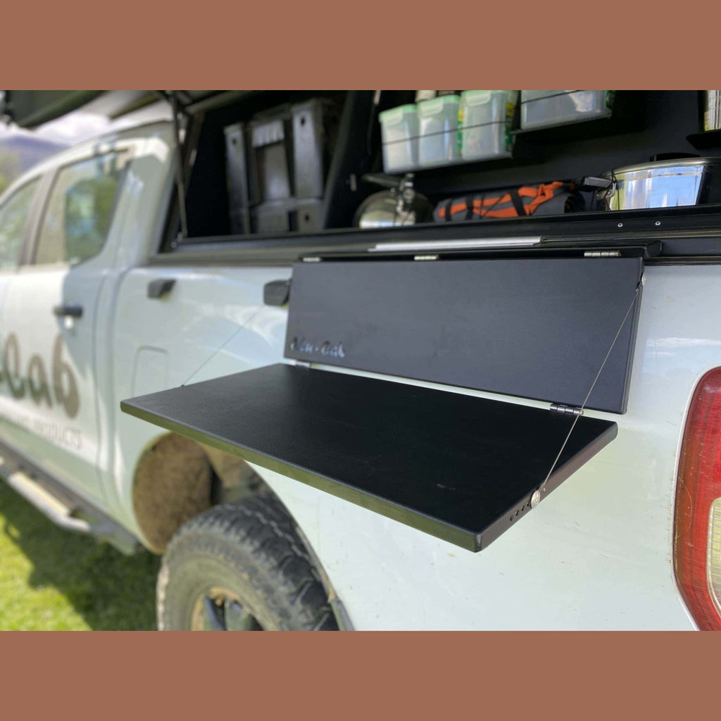 Tablette latérale pliable noire pour hardtop Alu-Cab – Ford Ranger T6/T7/T8/T9 & Raptor – vue 1