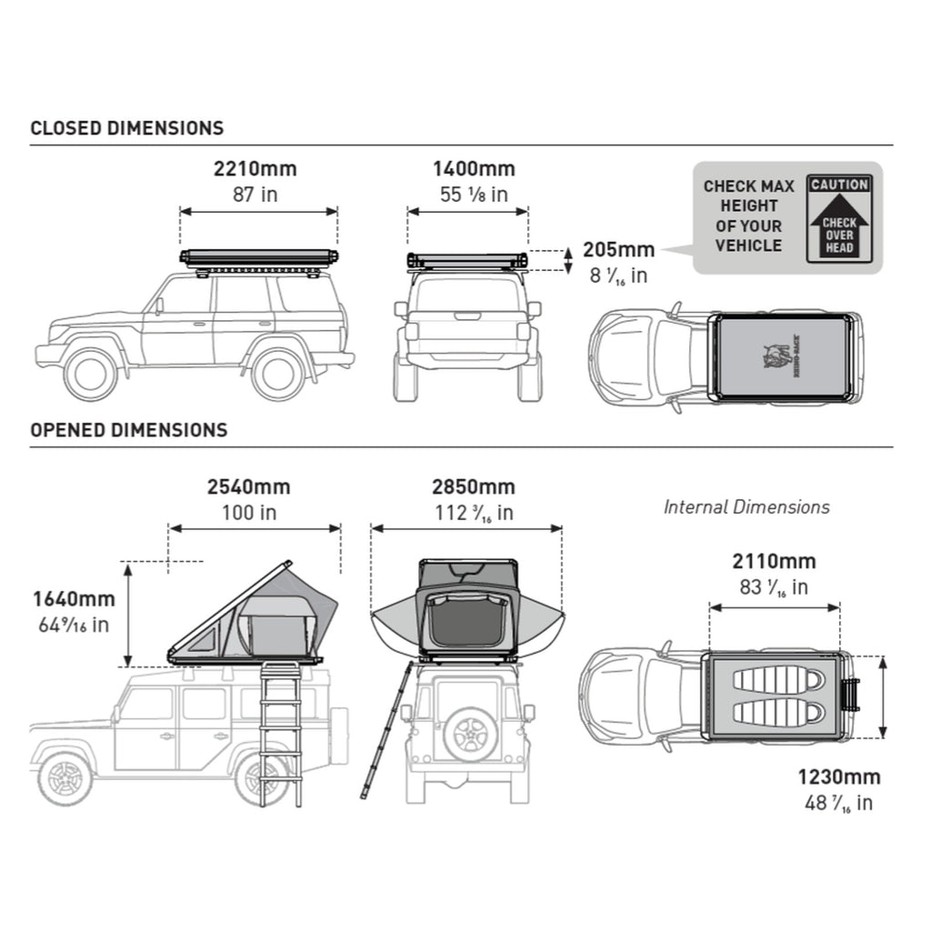 Tente de toit rigide aluminium Rhino-Rack Low Profile 2 places – voiture, SUV & 4x4 – vue 9