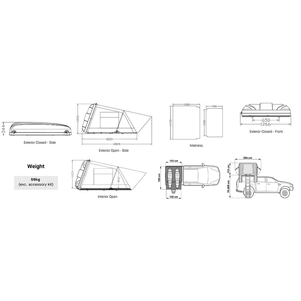 Tente de toit rigide ARB Esperance 2 – 2 adultes + 1 enfant – voiture, SUV & 4x4 – vue 8