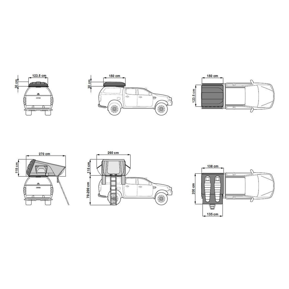 Tente de toit rigide ARB Esperance compacte 2 adultes + 1 enfant – voiture, SUV & 4x4 – vue 10