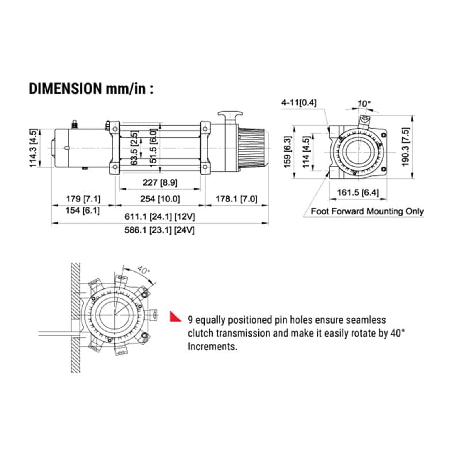 Treuil COME UP DV 12 Lite 5443 kg 24V câble acier – Ford Ranger 4x4